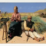 Michael Ancher - Blinder Kristian und Tine in der Düne 1880 | Giclée Kunstdruck gerahmt
