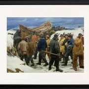 Michael Ancher - Das Rettungsboot wird durch die Dünen geführt 1883 | Giclée Kunstdruck gerahmt