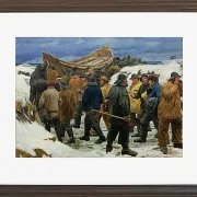 Michael Ancher - Das Rettungsboot wird durch die Dünen geführt 1883 | Giclée Kunstdruck gerahmt
