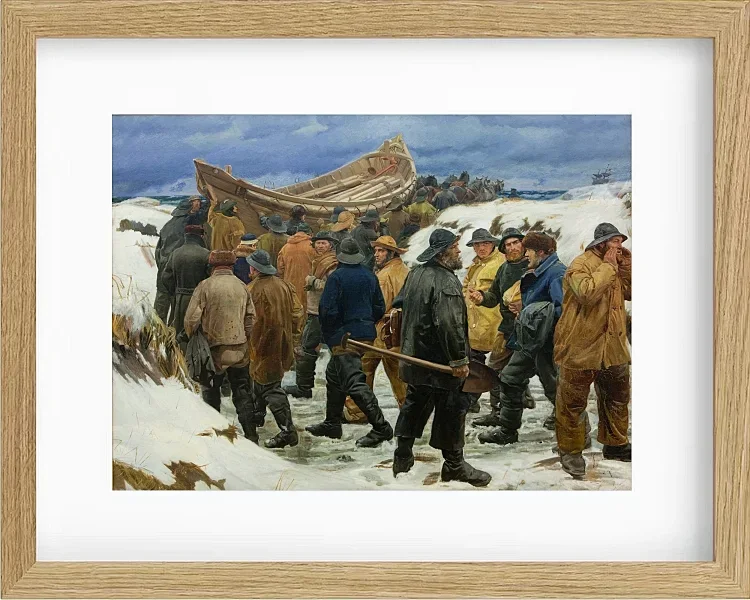 Michael Ancher - Das Rettungsboot wird durch die Dünen geführt 1883 | Giclée Kunstdruck gerahmt