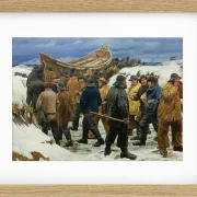 Michael Ancher - Das Rettungsboot wird durch die Dünen geführt 1883 | Giclée Kunstdruck gerahmt