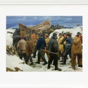 Michael Ancher - Das Rettungsboot wird durch die Dünen geführt 1883 | Giclée Kunstdruck gerahmt