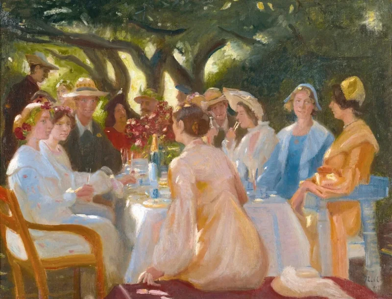 Michael Ancher - Das Schauspieleressen, Skagen 1902 | Giclée Kunstdruck gerahmt