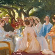 Michael Ancher - Das Schauspieleressen, Skagen 1902 | Giclée Kunstdruck gerahmt
