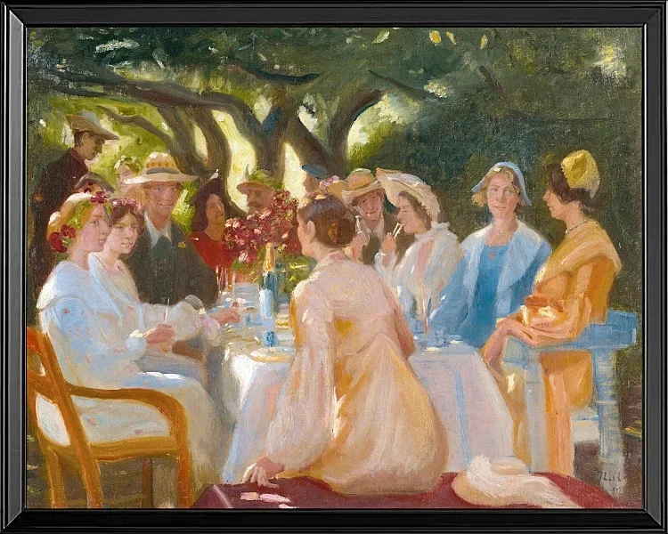 Michael Ancher - Das Schauspieleressen, Skagen 1902 | Giclée Kunstdruck gerahmt