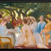 Michael Ancher - Das Schauspieleressen, Skagen 1902 | Giclée Kunstdruck gerahmt