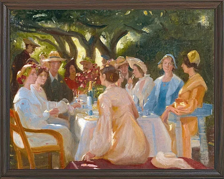 Michael Ancher - Das Schauspieleressen, Skagen 1902 | Giclée Kunstdruck gerahmt