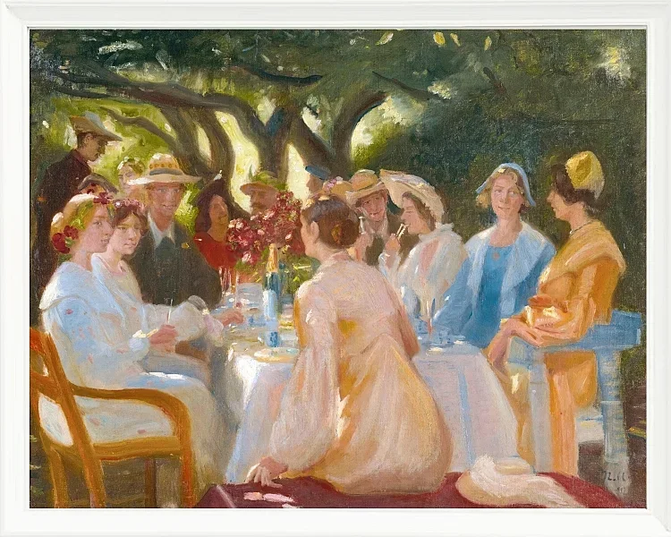 Michael Ancher - Das Schauspieleressen, Skagen 1902 | Giclée Kunstdruck gerahmt