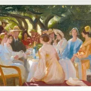 Michael Ancher - Das Schauspieleressen, Skagen 1902 | Giclée Kunstdruck gerahmt