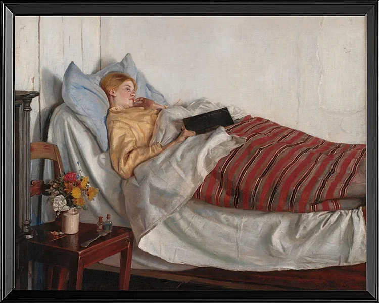 Michael Ancher - Das kranke Mädchen 1882 | Giclée Kunstdruck gerahmt