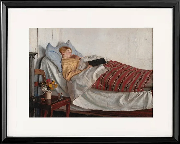 Michael Ancher - Das kranke Mädchen 1882 | Giclée Kunstdruck gerahmt