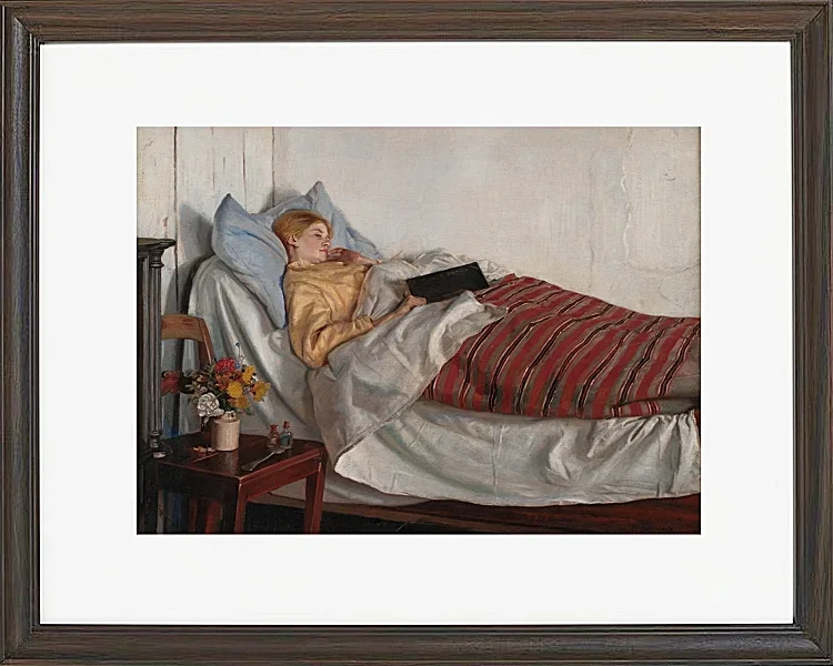 Michael Ancher - Das kranke Mädchen 1882 | Giclée Kunstdruck gerahmt