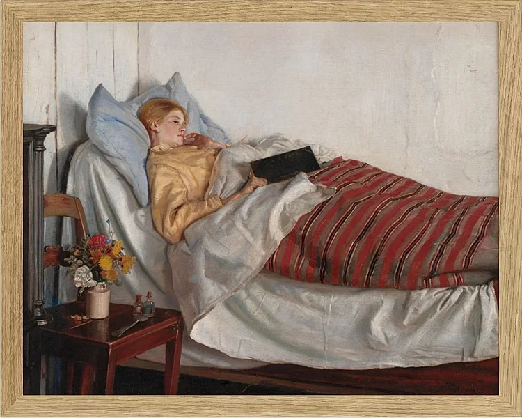 Michael Ancher - Das kranke Mädchen 1882 | Giclée Kunstdruck gerahmt