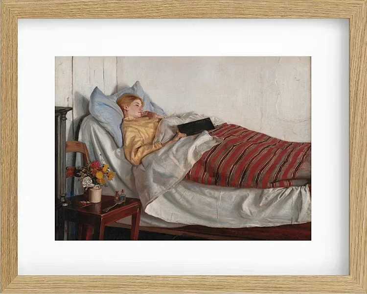 Michael Ancher - Das kranke Mädchen 1882 | Giclée Kunstdruck gerahmt