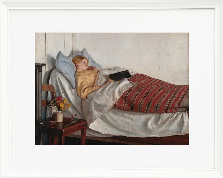 Michael Ancher - Das kranke Mädchen 1882 | Giclée Kunstdruck gerahmt