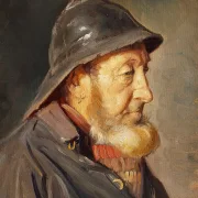 Michael Ancher - Der Fischer Ole Svendsen im Profil 1906 | Giclée Kunstdruck gerahmt