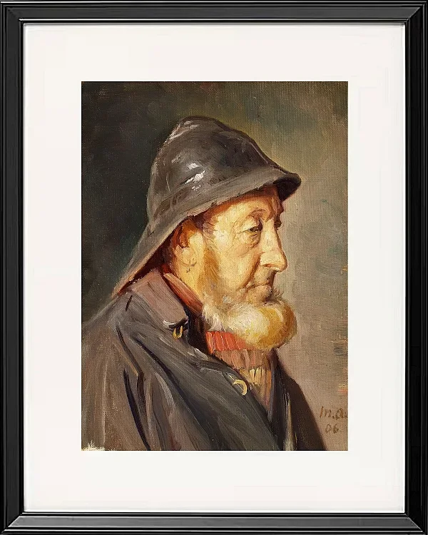 Michael Ancher - Der Fischer Ole Svendsen im Profil 1906 | Giclée Kunstdruck gerahmt