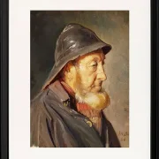 Michael Ancher - Der Fischer Ole Svendsen im Profil 1906 | Giclée Kunstdruck gerahmt