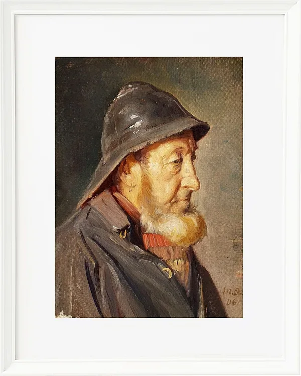 Michael Ancher - Der Fischer Ole Svendsen im Profil 1906 | Giclée Kunstdruck gerahmt