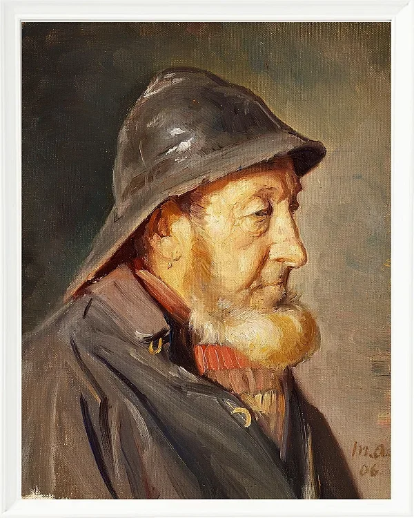Michael Ancher - Der Fischer Ole Svendsen im Profil 1906 | Giclée Kunstdruck gerahmt