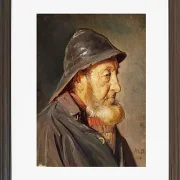Michael Ancher - Der Fischer Ole Svendsen im Profil 1906 | Giclée Kunstdruck gerahmt
