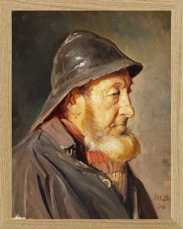 Michael Ancher - Der Fischer Ole Svendsen im Profil 1906 | Giclée Kunstdruck gerahmt
