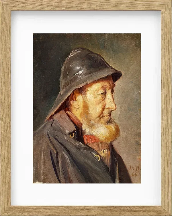 Michael Ancher - Der Fischer Ole Svendsen im Profil 1906 | Giclée Kunstdruck gerahmt