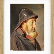 Michael Ancher - Der Fischer Ole Svendsen im Profil 1906 | Giclée Kunstdruck gerahmt