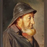 Michael Ancher - Der Fischer Ole Svendsen im Profil 1906 | Giclée Kunstdruck gerahmt