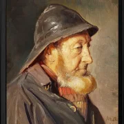 Michael Ancher - Der Fischer Ole Svendsen im Profil 1906 | Giclée Kunstdruck gerahmt
