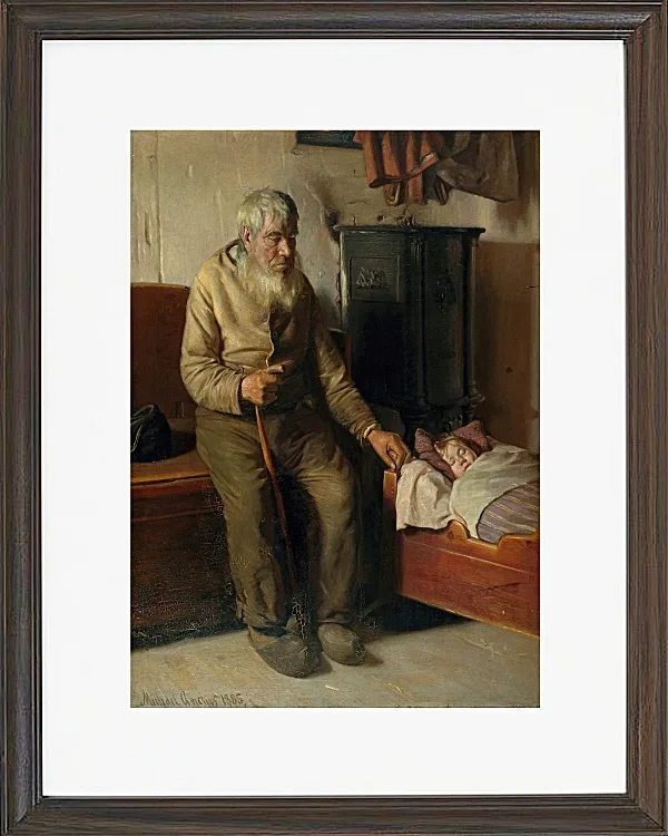 Michael Ancher - Der blinde Kristian kümmert sich um ein Kind 1885 | Giclée Kunstdruck gerahmt