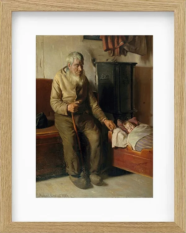 Michael Ancher - Der blinde Kristian kümmert sich um ein Kind 1885 | Giclée Kunstdruck gerahmt