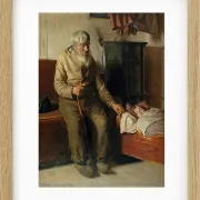 Michael Ancher - Der blinde Kristian kümmert sich um ein Kind 1885 | Giclée Kunstdruck gerahmt