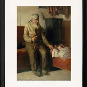 Michael Ancher - Der blinde Kristian kümmert sich um ein Kind 1885 | Giclée Kunstdruck gerahmt