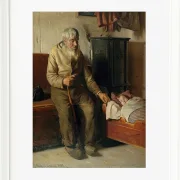 Michael Ancher - Der blinde Kristian kümmert sich um ein Kind 1885 | Giclée Kunstdruck gerahmt