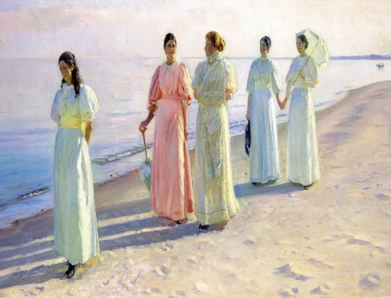 Michael Ancher - Ein Strandspaziergang 1886 | Giclée Kunstdruck gerahmt