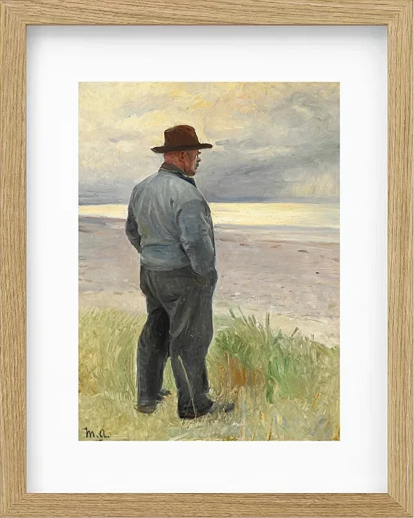 Michael Ancher - Fischer blickt aufs Meer 1917 | Giclée Kunstdruck gerahmt