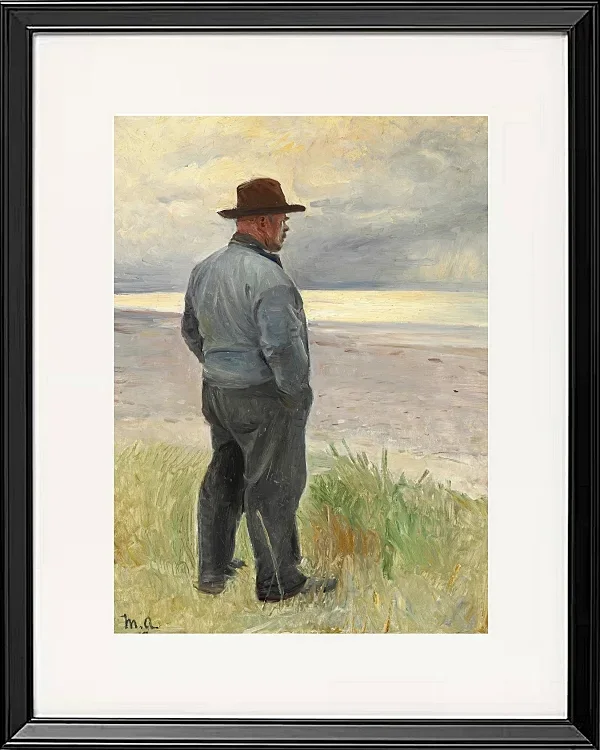 Michael Ancher - Fischer blickt aufs Meer 1917 | Giclée Kunstdruck gerahmt