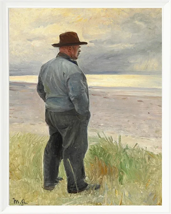 Michael Ancher - Fischer blickt aufs Meer 1917 | Giclée Kunstdruck gerahmt