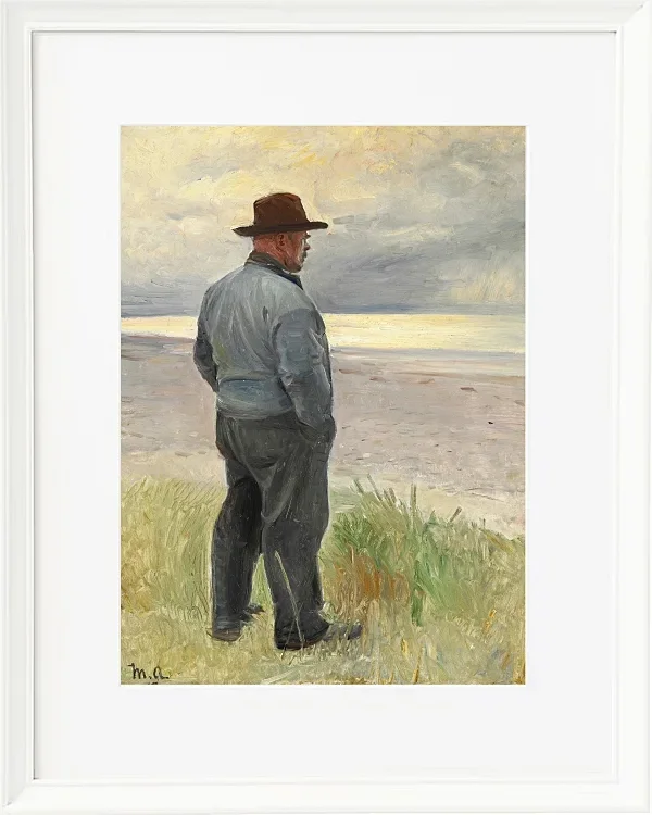 Michael Ancher - Fischer blickt aufs Meer 1917 | Giclée Kunstdruck gerahmt