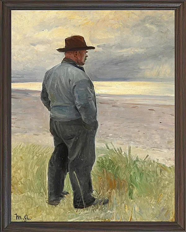 Michael Ancher - Fischer blickt aufs Meer 1917 | Giclée Kunstdruck gerahmt