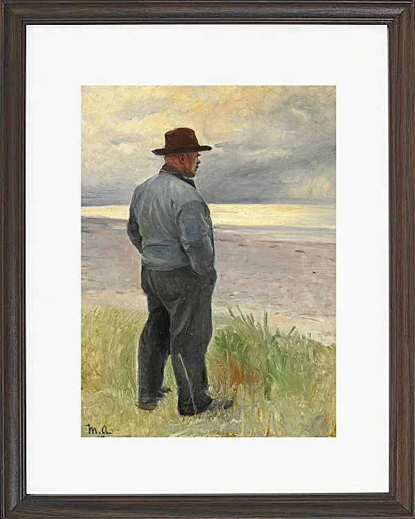 Michael Ancher - Fischer blickt aufs Meer 1917 | Giclée Kunstdruck gerahmt