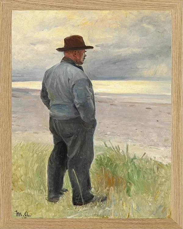 Michael Ancher - Fischer blickt aufs Meer 1917 | Giclée Kunstdruck gerahmt