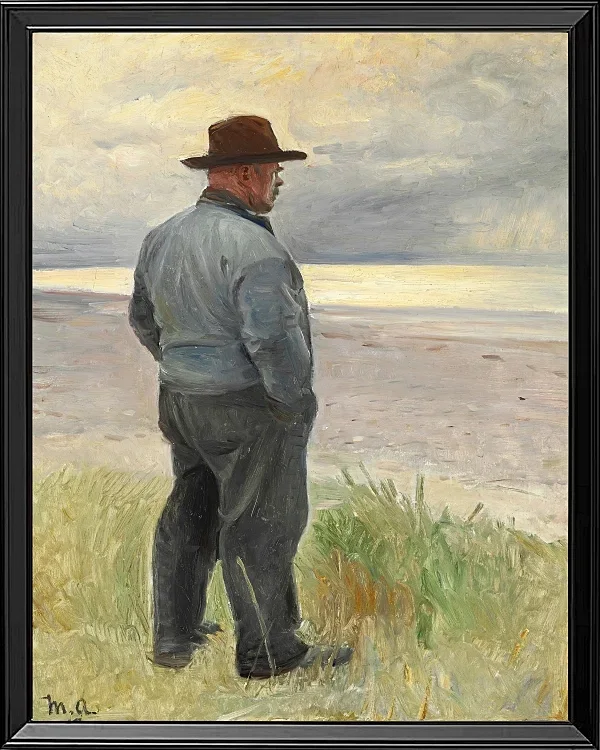 Michael Ancher - Fischer blickt aufs Meer 1917 | Giclée Kunstdruck gerahmt