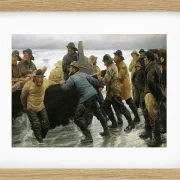 Michael Ancher - Fischer starten ein Ruderboot 1881 | Giclée Kunstdruck gerahmt