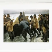 Michael Ancher - Fischer starten ein Ruderboot 1881 | Giclée Kunstdruck gerahmt
