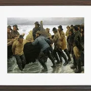 Michael Ancher - Fischer starten ein Ruderboot 1881 | Giclée Kunstdruck gerahmt