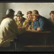 Michael Ancher - Fischer um einen Tisch trinken Bier 1886 | Giclée Kunstdruck gerahmt