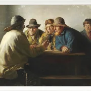 Michael Ancher - Fischer um einen Tisch trinken Bier 1886 | Giclée Kunstdruck gerahmt