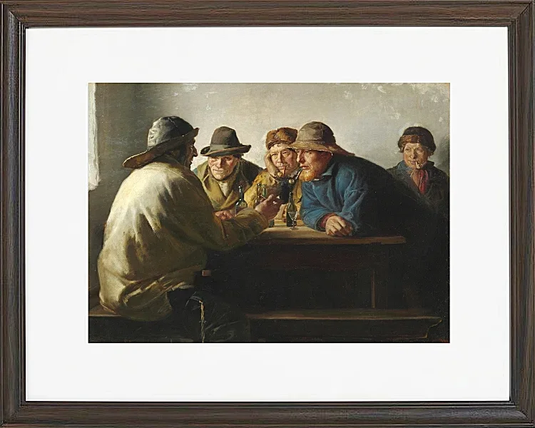 Michael Ancher - Fischer um einen Tisch trinken Bier 1886 | Giclée Kunstdruck gerahmt